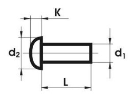 NIT ALUMINIOWY PEŁNY Z ŁBEM KULISTYM 6.0*20 MM